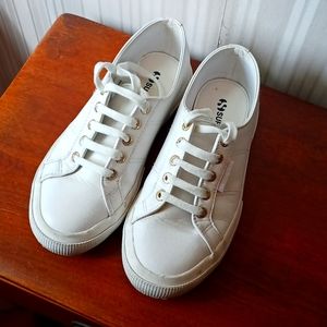Superga White Leather Sneaker Size 37